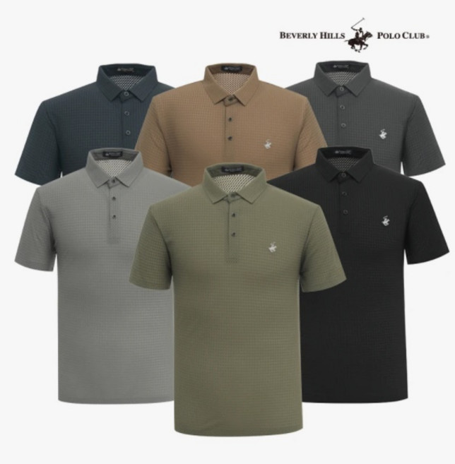 [비버리 힐스 폴로클럽] 24SS 80% 할인. 통기성.하루종일 쾌적한. 남성 하운드투스 버튼 카라 반팔티 A40TS244