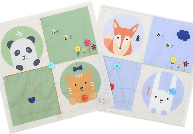 푸푸 바느질 실습세트(요술바늘 바느질연습종이 포함) / 기초 손 바느질 실과 교구 교재 세트 옷수선 용품, 1개