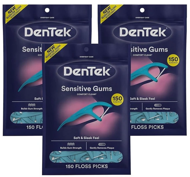DenTek 컴포트 클린 센시티브 검 치실 픽 150개입 6개 세트 287550, 150 Count (Pack of 3) - 쿠팡
