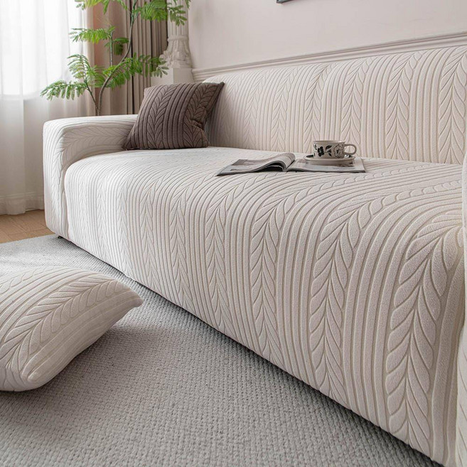 Onekr 사계절 소파커버 고탄력 전방위 소포 미끄럼 애완 발톱 방지 쇼파커버, 베이지, 1개