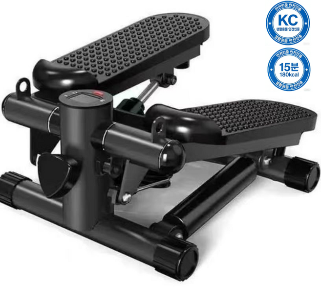 [저소음/야간운동OK] 듀얼유압 스텝퍼 가정용 계단오르기 홈트 다이어트 운동기구 초보자 LED 카운터 보폭조절 120kg 하중, 블랙
