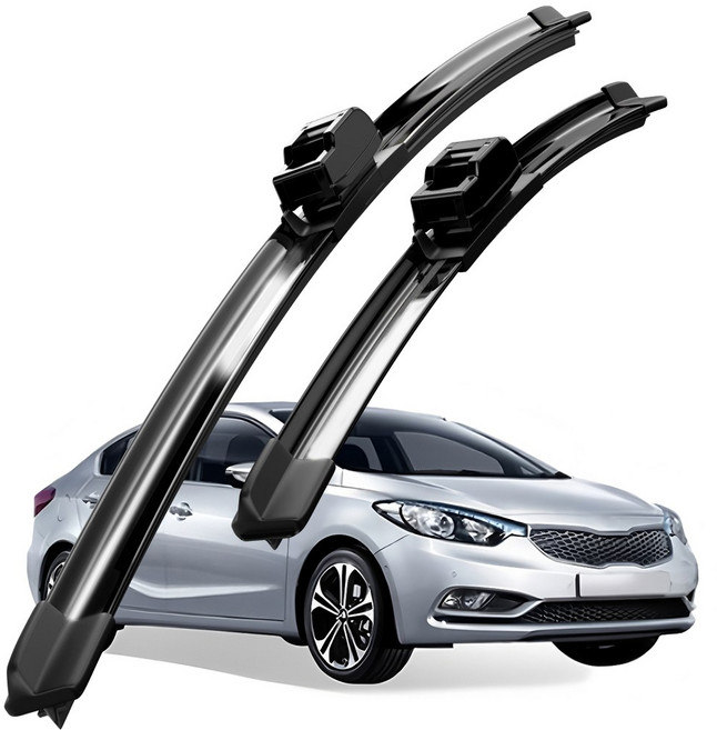 호환 기아 K3/더 뉴 K3(YD)/올 뉴 K3(BD) 2012-2024 와이퍼 초발수 저소음 자국 없음 전면 와이퍼 블레이드 2종 세트, 검은색, K3/더 뉴 K3(YD) 2012-2017