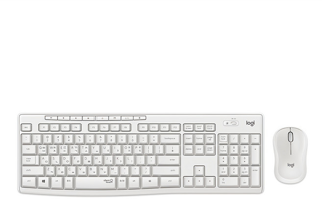 로지텍 무소음 무선 키보드 마우스 세트, MK295, 오프화이트, 일반형