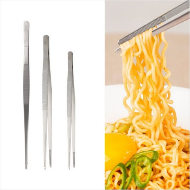 신도 제우스 스텐 요리 핀셋 일자형 사이즈별 고기 면치기 먹방 다용도 집게 업소용 가정용, 350MM, 1개
