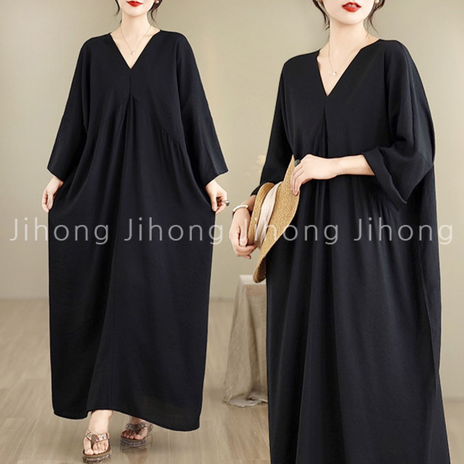 지홍 JIHONG 블랙 롱원피스 빅사이즈 루즈핏 88 99 홈웨어 오버핏