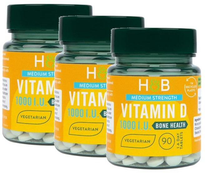 홀랜드앤바렛 비타민D3 1000IU 본 헬스 Holland & Barrett Vitamin D3 25ug, 3개, 90정