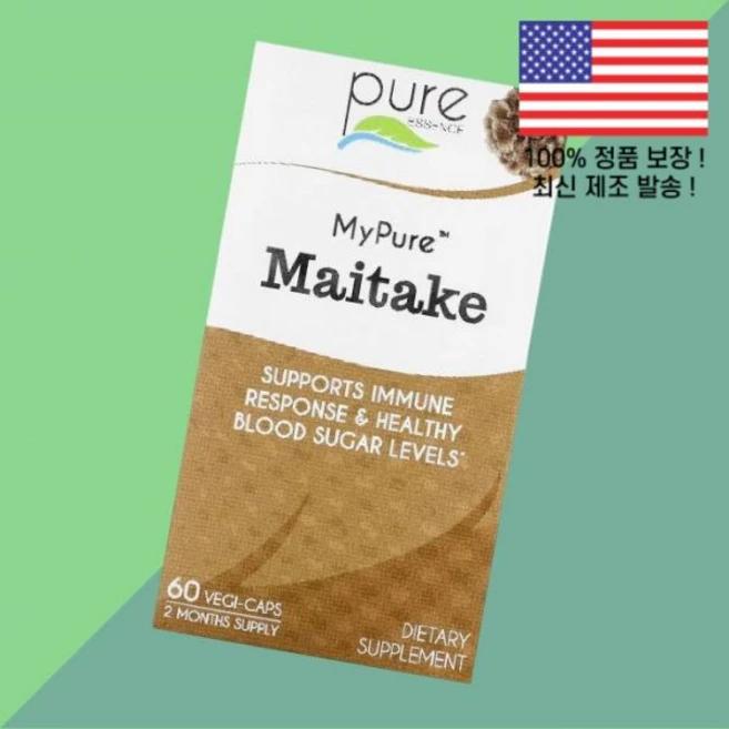 퓨어 에센스 마이퓨어 잎새버섯 500mg 식물성 베지캡슐 60정 Pure Essence MyPure Maitake 60 Vegi Caps, 퓨어 에센스 마이퓨어 잎새버섯 500mg 식물성 베지캡 - 쿠팡