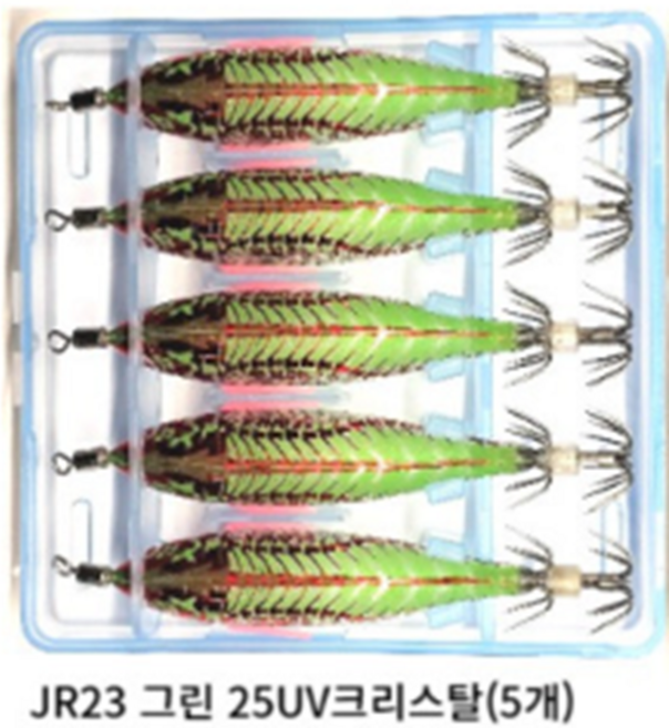 씨넥스 쪼꼬미 에기 25년형 신제품 UV크리스탈 (갑오징어 주꾸미 문어 한치 낙지 낚시용 에기), JR23 그린 25UV크리스탈, 1세트, 5.3g