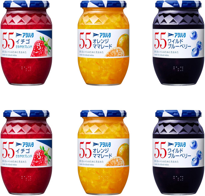 아오하타55 잼 아소트 (딸기·오렌지 마멀레이드·블루베리) 400g 3종 2개 세트, 6개, 400ml
