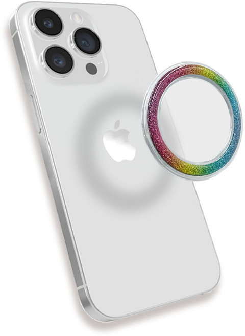 스마트폰 맥세이프 글리터 디스크 그립 톡홀더 탈부착 자석, 1개, 5. 파워 레인보우