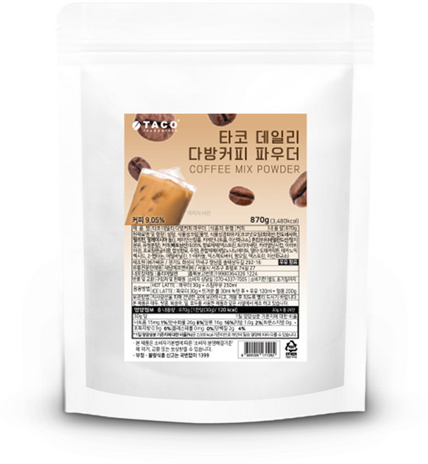타코 데일리 다방커피 파우더, 1개, 1개입, 870g