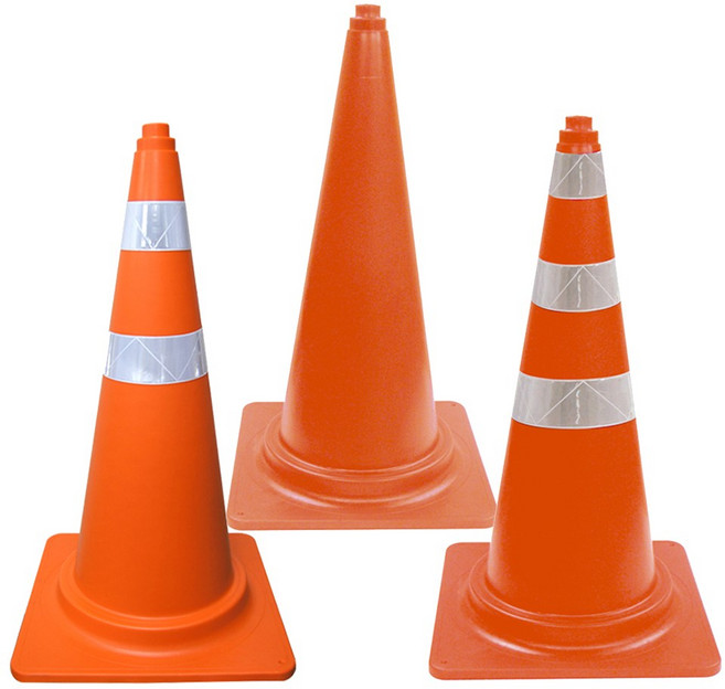 국내제조 칼라콘 (주황색) 70cm / 주차금지 차단표시용, 주황색, 1개, 칼라콘(주황색) 3줄반사 1개