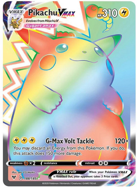 카드 홀로그램 희귀 컬렉션 테이블 게임 프록시 선물, 1개, 4. Pikachu VMAX.188