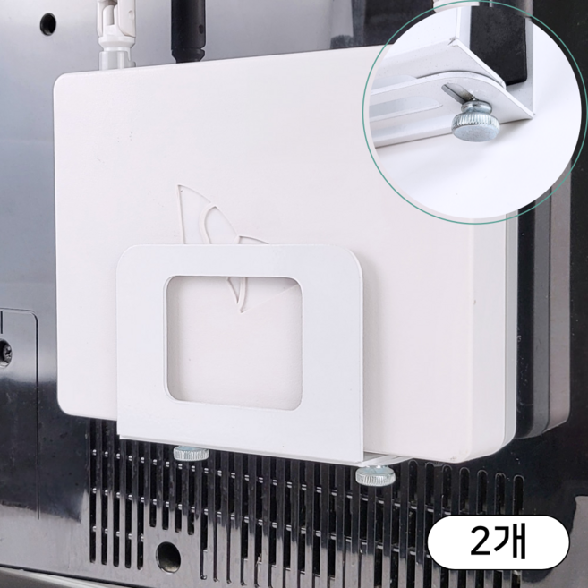 홈앤툴즈 무타공 공유기 셋탑박스 스틸 거치대 보관 선반, 화이트, 2개