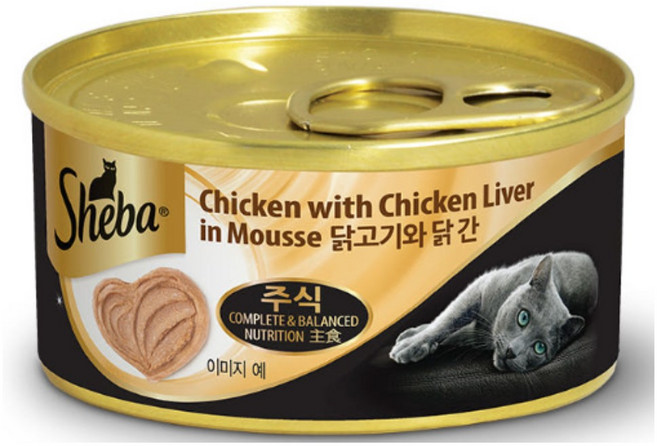 쉬바 1세 이상 고양이 무스 닭고기와 닭 간 습식사료, 닭, 70g, 6개