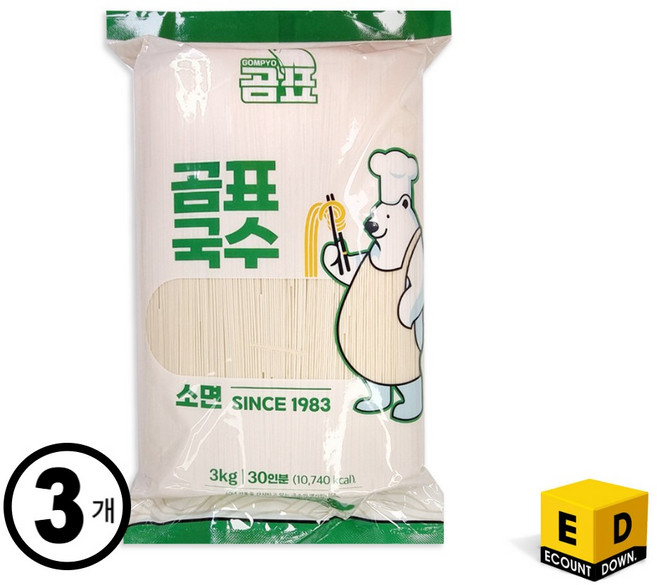 영동 곰표 국수 소면 3kg, 3개