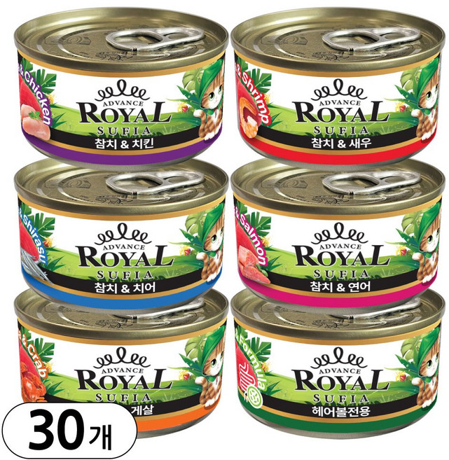 로얄 수피아캔 음수량충족 고양이캔, 85g, 30개, 콤보