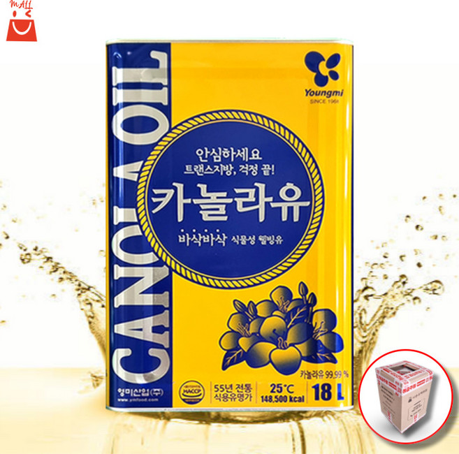 영미 카놀라유 18L 업소용 대용량 저가 식용유 말통 cooking oil, 1개