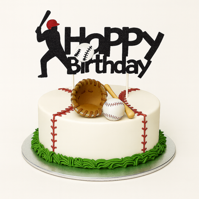 푸푸 야구생일토퍼 + 피규어3종세트(글러브+매트+야구공) 케이크토퍼세트, 1세트