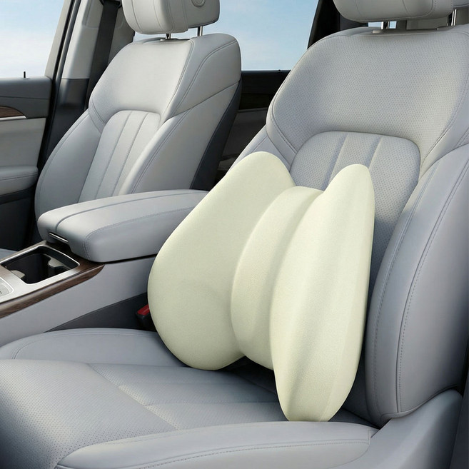 YF 메모리폼 자동차 허리 유추 골반 보호 쿠션 의자 등받이 쿠션, 1개, 베이지