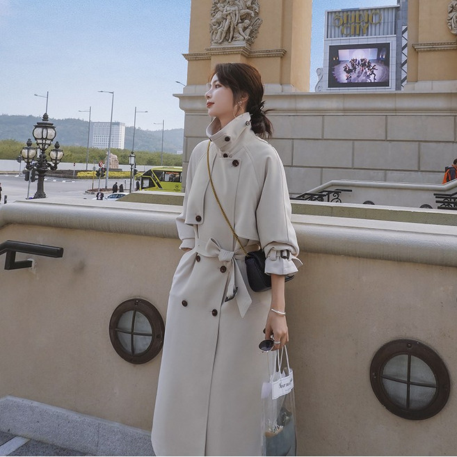 맥시 롱 코트 윈드 브레이커 여성용 기장 봄과 가 170 ~ 발목까지 오는 오버