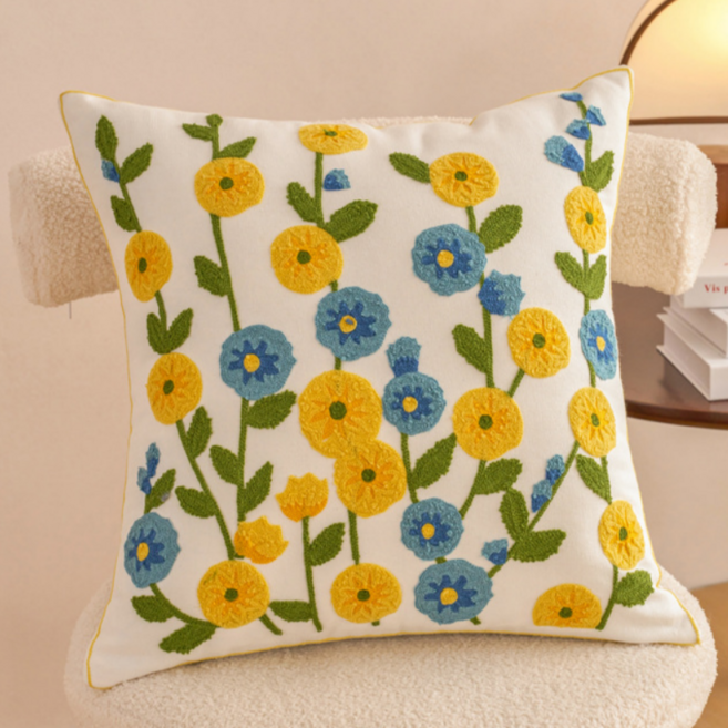서플라이랩 핸드메이드 꽃자수 쇼파쿠션 국산솜 포함, 옵션17. 모닝글로리
