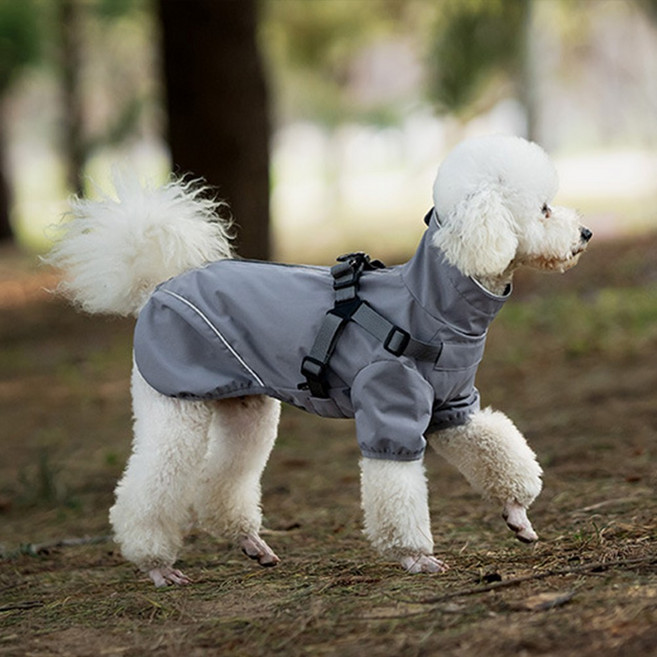 담다펫 강아지 비옷 산책 레인코트 방수 방풍 아웃도어 캠핑 바람막이, 1개, 그레이