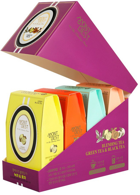 몽베스트 블랜딩 티 녹차&홍차 4가지맛(레몬 얼그레이 블랙티+자몽 복숭아 그린티), 레몬 블랙티 + 자몽 그린티 + 복숭아 그린티 + 얼그레이 블랙티, 4개