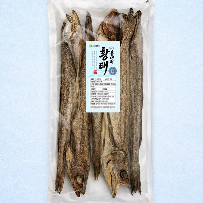통황태 자연건조 용대리 프리미엄 황태 5미 (중/약 40~42cm) 국내가공 황태국 제수용 통북어, 1개, 300g