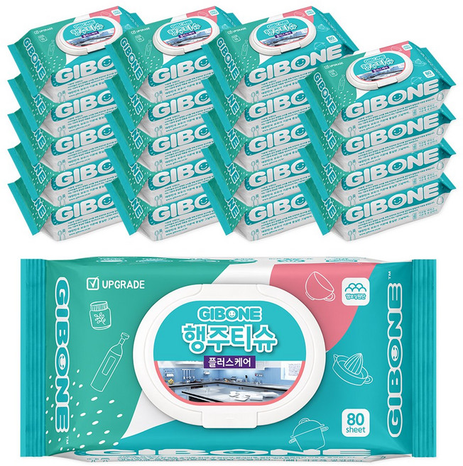 기본에 세균닦는 행주 티슈 캡형, 1개, 20개