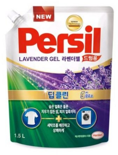 퍼실 딥클린 라벤더젤 플러스 드럼용 액상세제 라벤더 코튼향 리필, 1.5L, 1개입, 2개