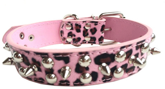 KIZBON 호피패턴스터드목줄PYW7317, S, 1개