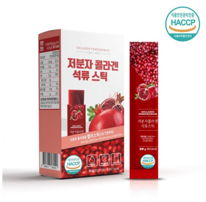 HACCP 식약처인증 석류콜라겐 젤리 스틱 1+1 고함량90% 석류즙 저분자콜라겐, 300g, 2개