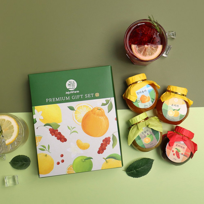 뉴 프리미엄 제주 티 4종 선물세트 한라봉 오미자 유자 풋귤, 1개