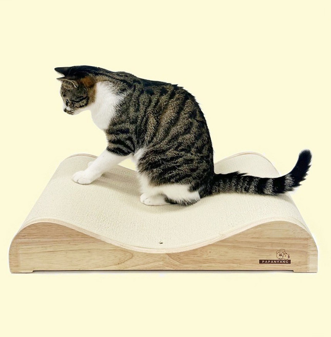 파파냥 논슬립 카펫트 쇼파형 원목 스크래처 와이드, 1개, 아이보리