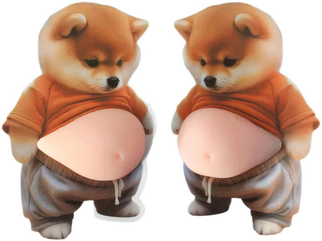 시바견 자동차 문콕방지 도어가드 뱃살 말랑이 스티커, 2개, 혼합