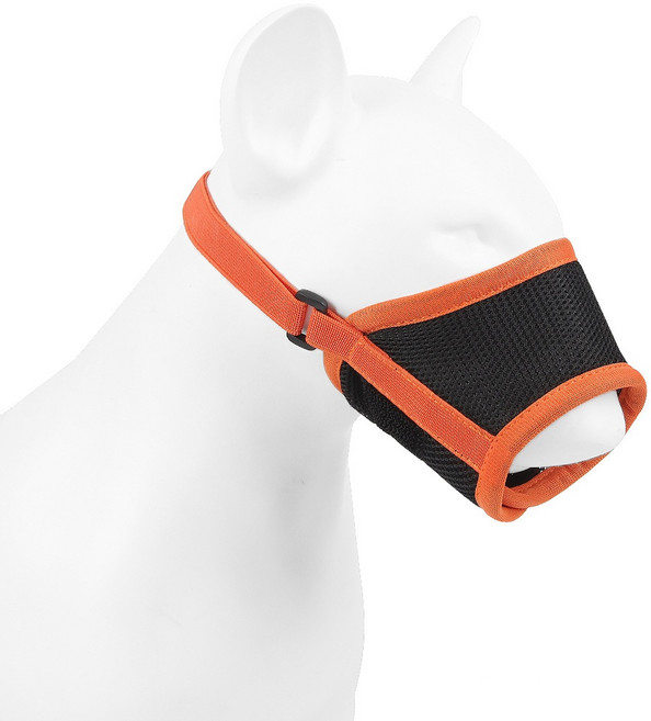 퍼피즈랩 강아지 반려동물 짖음방지 매쉬 소재 입질 입마개 대형 중형 소형견, XXL, 1개, 주황색