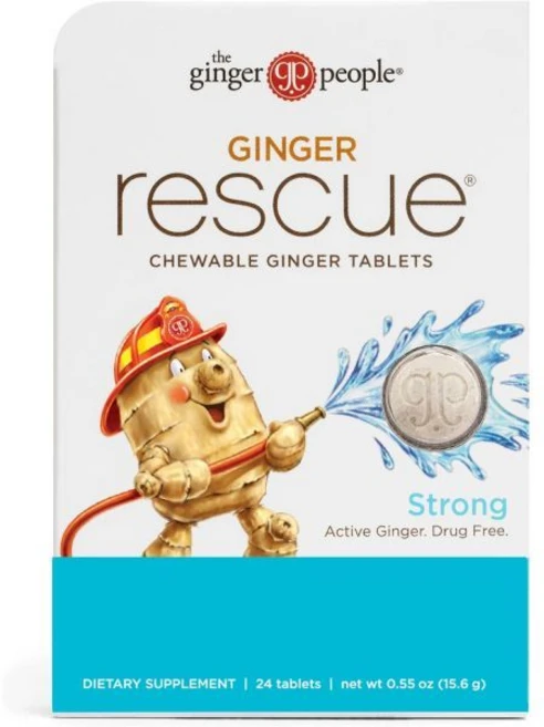 The Ginger People 사탕 캔디 진저 리스큐 츄어블 정제 by 더 피플 약물 없이 소화 건강 강한 생강 맛 0.55 온스 24정 1팩 - 쿠팡