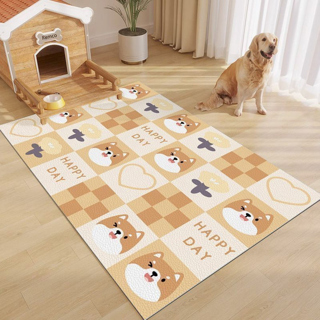 寵物地墊 PVC防水止滑墊 寵物防滑墊 免洗 大尺寸 貓狗睡墊, 歡樂柴柴,90*120【一抹淨】, 1個