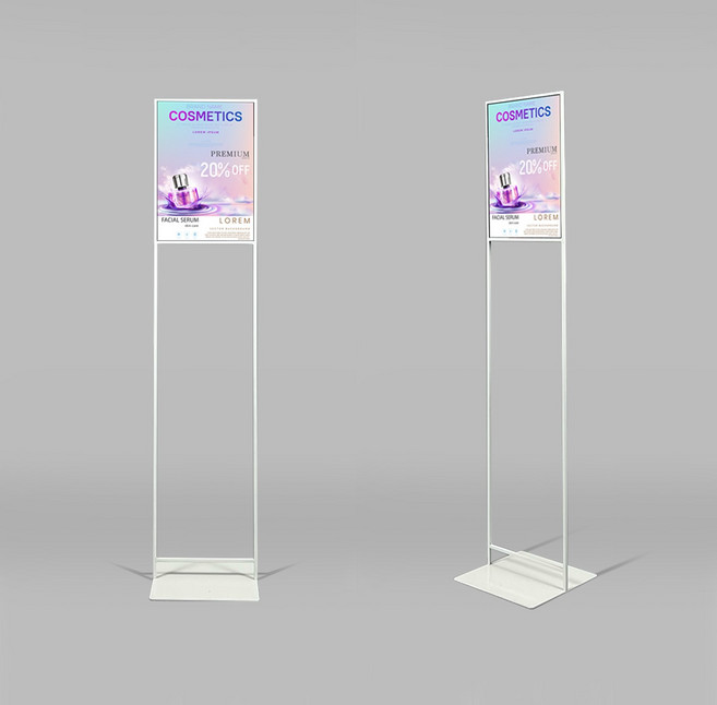 A2 A3 POP 스탠드 철제 슬림 양면 입간판 배너 포스터 거치대 카페 메뉴판 매장 광고판 행사 전시회 박람회 안내판, 1개, A3 화이트