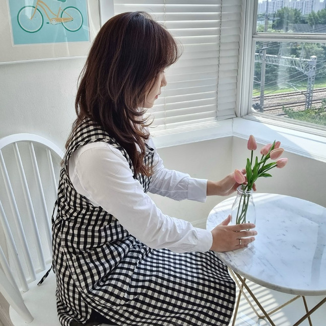 국내산 린넨 롱트임 앞치마 원피스 바리스타 카페 자수각인, 국내산 린넨 롱트임 앞치마(베이지체크), 1개