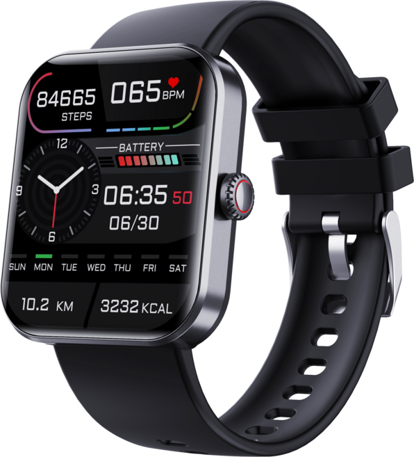 BiiYou 스마트워치 IP67 방수 아웃도어 스포츠 스마트워치 1.91인치 280*320 고해상도 화면, 블랙