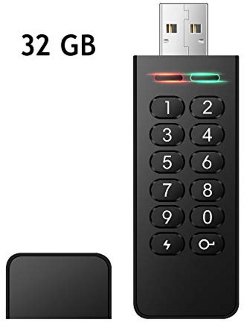 암호화 USB 드라이브 INNÔPLUS 보안 플래시 드라이브 256비트 32GB U 디스크 USB 2.0 개인 보호를 위한 하드웨어 암호 메모리 스틱 FIPS 인증을 받은 알루미늄 쉘 군용 암호화 키패드, 16G, 1개