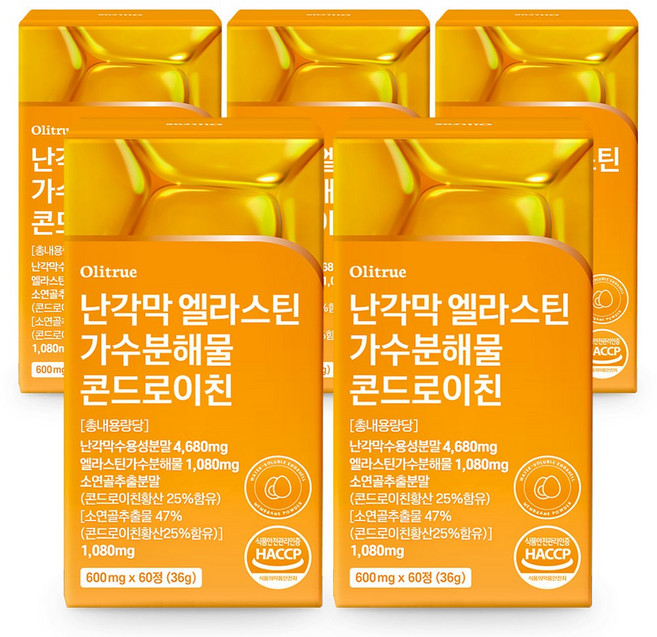 올리트루 난각막 엘라스틴 가수분해물 콘드로이친, 5개, 60정