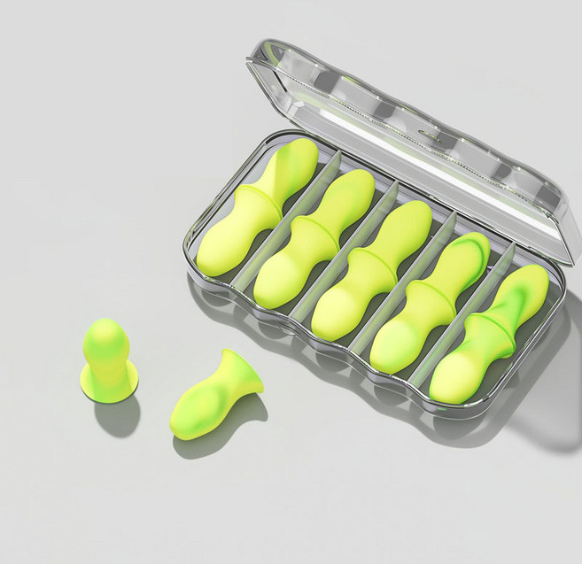 귀마개 소음방지 방음 수면 전문 소음감소 무소음 산업용 귀마개 코골이 방지, [4개입] 수납함 증정, 현란한 녹색