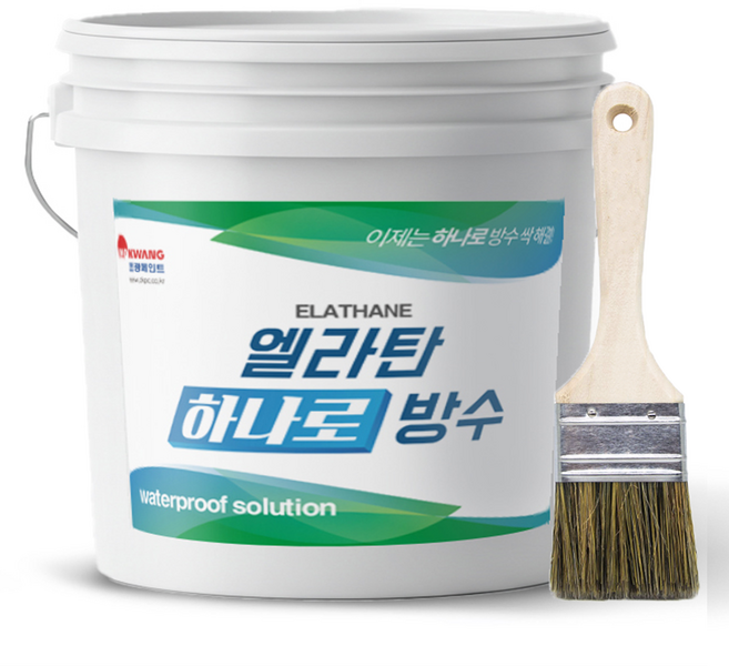 조광페인트 엘라탄 하나로 방수 + 붓 세트 올인원 바닥방수 수용성 간편시공, 1개, 3.5L, 회색
