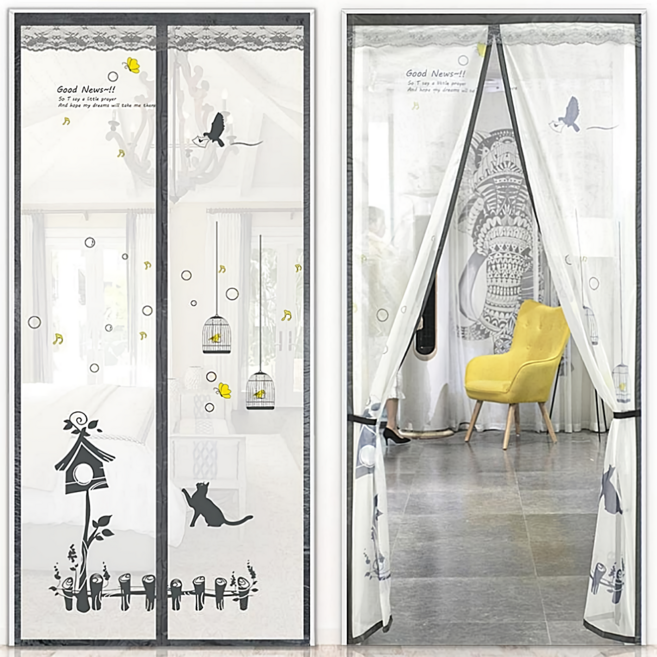 기쁨미소 방문 방충망 문모기장 90x210 90x220 100x210 100x220, 가든캣(옅은회색)