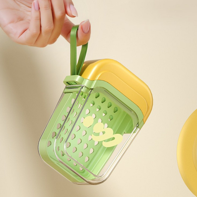 퓨어센스 휴대용 비누케이스 밀폐형 여행용 수영장 비누 보관 케이스, 1개, 그린옐로우