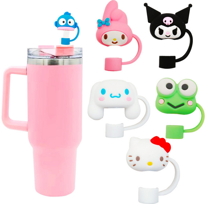 6개세트 써니영마켓 스탠리 퀜처 텀블러 호환 10mm 귀여운 빨대 마개 뚜껑 커버 실리콘캡 텀꾸, 6개, 혼합색상