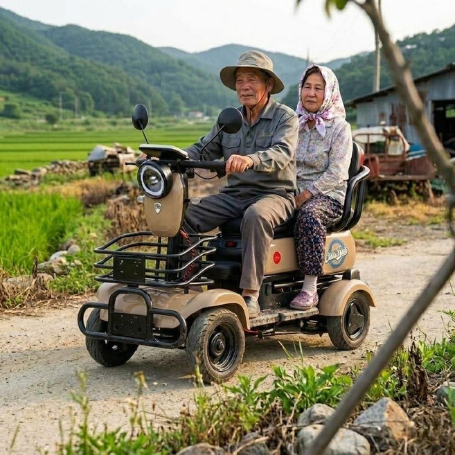 리버트랙 4륜 전동 스쿠터 노인 어르신 장애인 이동용 전기차 고성능 1000W 리튬 배터리, 배터리/충전기 미포함 600W 차체 단품, 레드